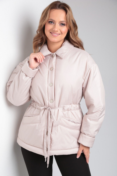 Куртка утепленная из плащёвой ткани с кулисой и отложным воротником Modema м.2035 - фото 7