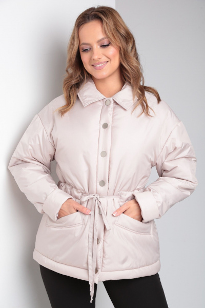 Куртка утепленная из плащёвой ткани с кулисой и отложным воротником Modema м.2035 - фото 6