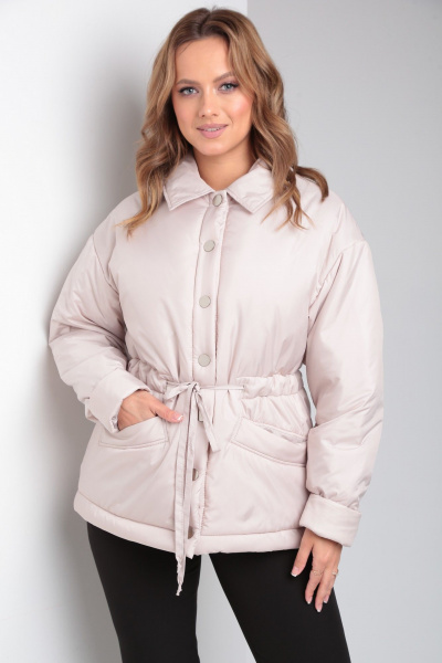 Куртка утепленная из плащёвой ткани с кулисой и отложным воротником Modema м.2035 - фото 5