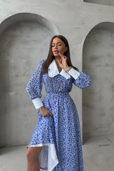 Миди-шифоновое платье с подкладкой вискоза и воротничком Pavlova 163 - фото 7