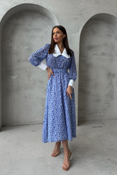 Миди-шифоновое платье с подкладкой вискоза и воротничком Pavlova 163 - фото 1