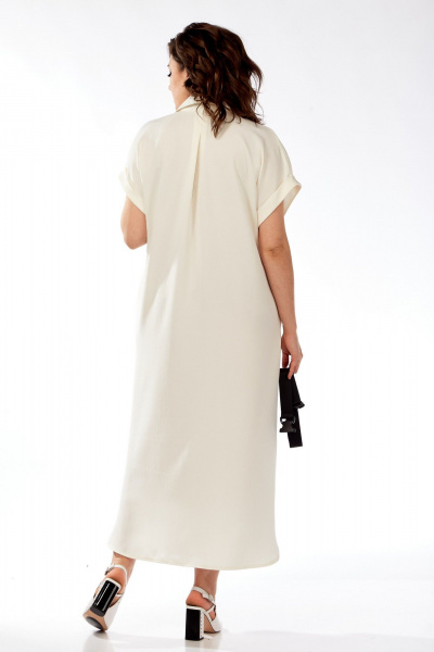 Платье летнее рубашечного кроя из лен-вишер с разрезом Michel chic 993/2 молоко - фото 6