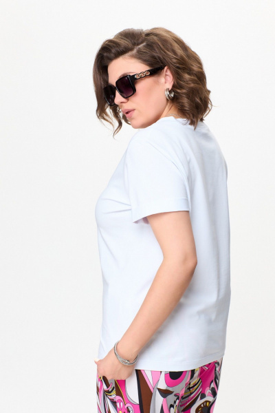 Трикотажная футболка из хлопка с V-образным вырезом Bliss 9174 белый - фото 5