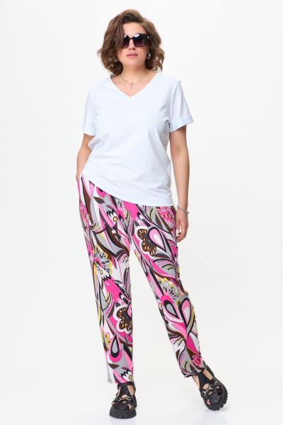 Трикотажная футболка из хлопка с V-образным вырезом Bliss 9174 белый - фото 4