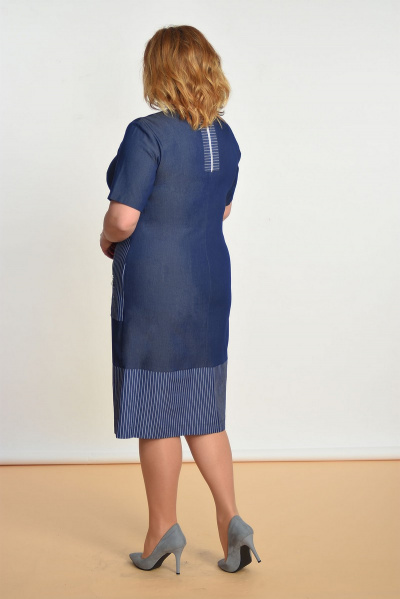 Круглогодичное платье прямого силуэта с накладными карманами Lady Style Classic 1482 джинс - фото 2