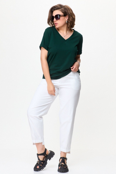 Футболка из хлопка с свободным кроем и V-вырезом Bliss 9174 нефть - фото 4