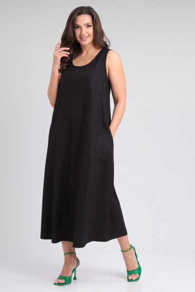 Летнее платье из вискозы и лена со свободным расклешением Your size 2223 - фото 8