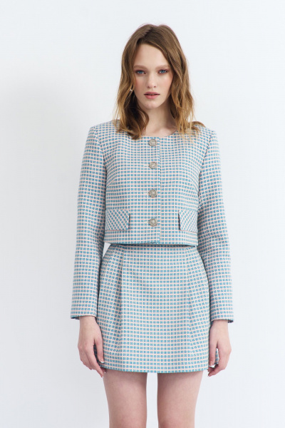 Летний женский жакет из костюмной ткани с центральной застежкой AG Green G506/4 - фото 1