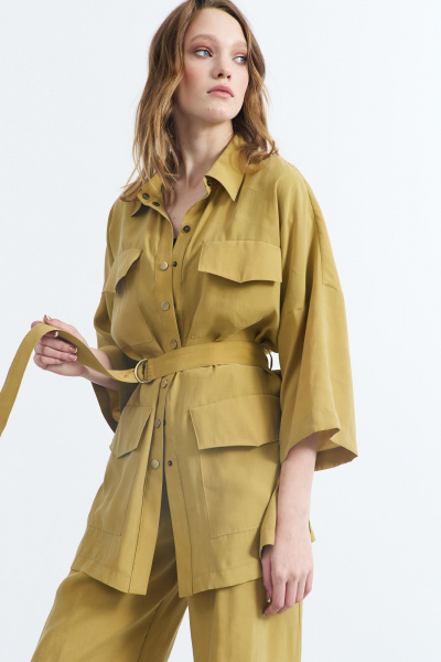 Летняя женская блузка из плательной ткани с разрезами AG Green G507/3 - фото 1