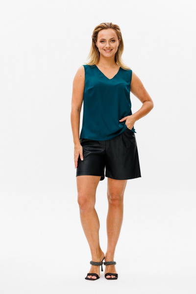 Круглогодичный базовый топ из вискозы в палитре ярких цветов Anelli 1440 морская_волна - фото 3