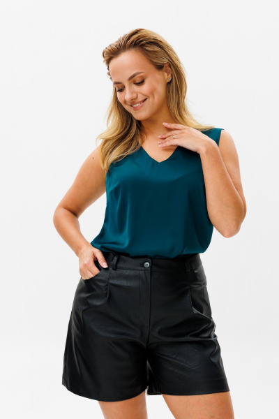 Круглогодичный базовый топ из вискозы в палитре ярких цветов Anelli 1440 морская_волна - фото 2