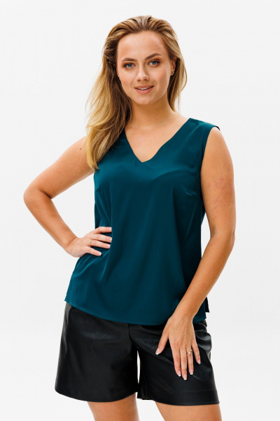 Круглогодичный базовый топ из вискозы в палитре ярких цветов Anelli 1440 морская_волна - фото 1