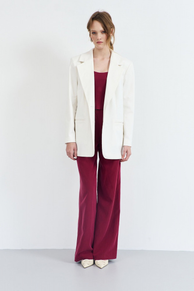 Летний белый жакет из костюмной ткани с отрезным бочком AG Green G509/4 - фото 2