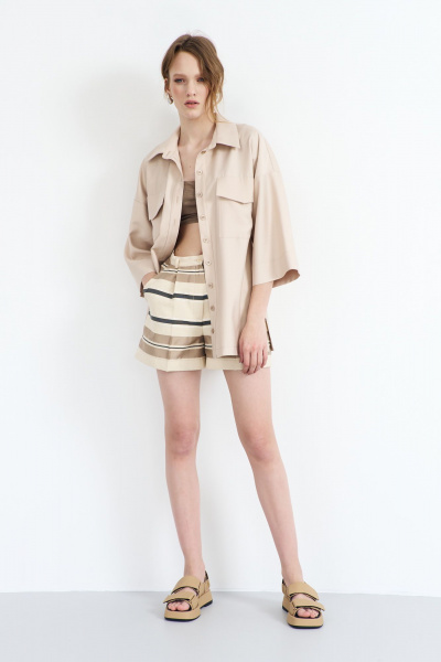 Шорты с боковыми карманами из тканевой костюмной ткани AG Green G510/7 - фото 4