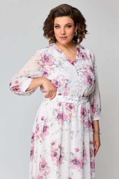 Платье из шифона с приталенным силуэтом и юбкой полусолнце Slaviaelit 526-1 светло-розовый - фото 7