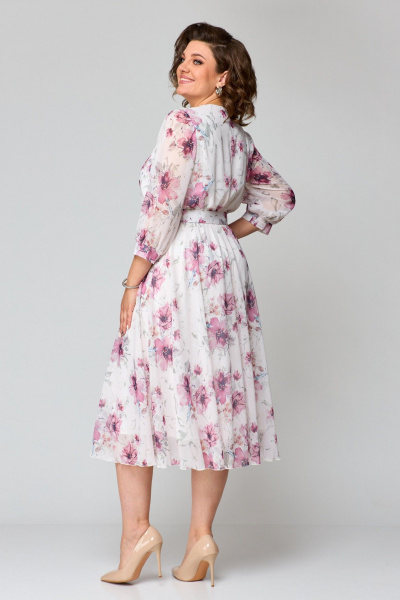 Платье из шифона с приталенным силуэтом и юбкой полусолнце Slaviaelit 526-1 светло-розовый - фото 6