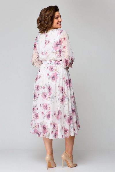 Платье из шифона с приталенным силуэтом и юбкой полусолнце Slaviaelit 526-1 светло-розовый - фото 5