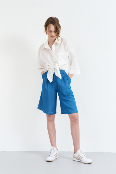 Летняя белая блузка из плательной ткани с отложным воротником AG Green G511/3 - фото 6