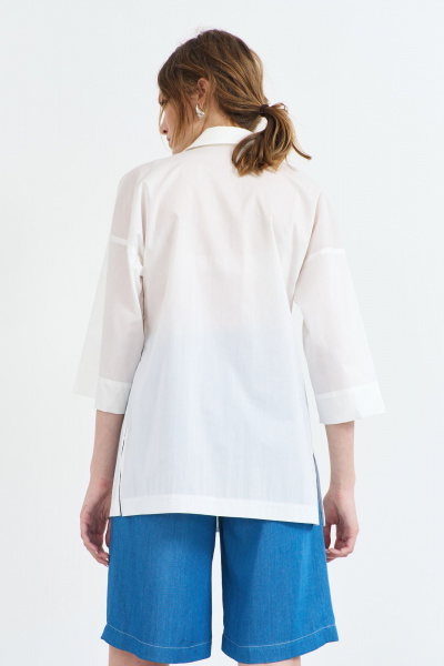 Летняя белая блузка из плательной ткани с отложным воротником AG Green G511/3 - фото 2