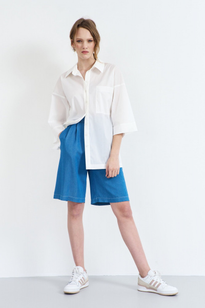 Летняя белая блузка из плательной ткани с отложным воротником AG Green G511/3 - фото 3