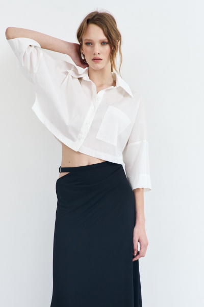 Летняя женская белая блузка из текстиль с коротким рукавом AG Green G514/3 - фото 1