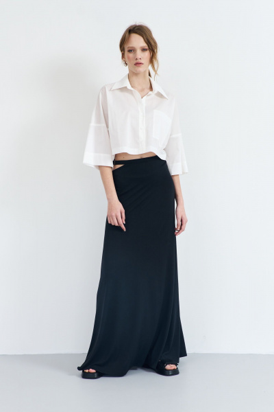 Летняя женская белая блузка из текстиль с коротким рукавом AG Green G514/3 - фото 6