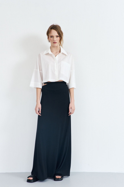 Летняя женская белая блузка из текстиль с коротким рукавом AG Green G514/3 - фото 2