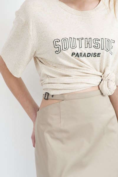 Юбка с фигурным вырезом из костюмно-плательной ткани AG Green G515/8 - фото 2