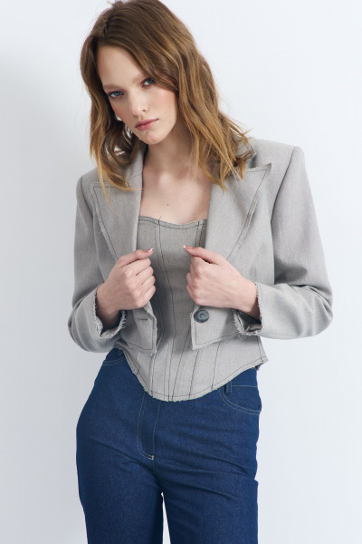 Летний жакет из текстиля с полуприлегающим силуэтом и необработанными краями AG Green G516/4 - фото 3