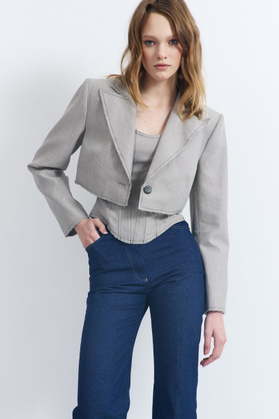 Летний жакет из текстиля с полуприлегающим силуэтом и необработанными краями AG Green G516/4 - фото 1