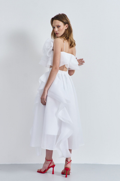 Летняя текстильная юбка на притачном поясе с складками и воланами AG Green G517/8 - фото 8