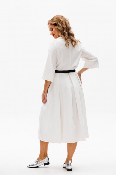 Летнее платье из хлопка с складками, карманами и поясной сумочкой Anastasia 1106 молочный - фото 8