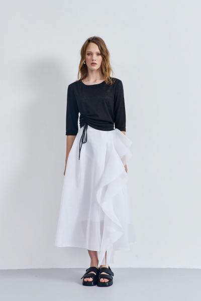 Летний трикотажный джемпер с вытачками и длинной рукавной рукавом AG Green G517/9 - фото 2