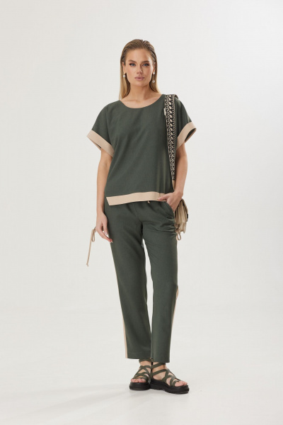 Блуза, брюки Твой имидж 1802 зеленый - фото 1