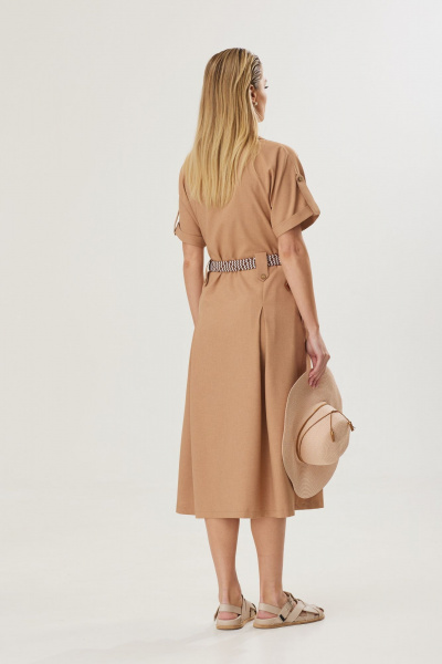 Элегантное летнее платье А-силуэт с коротким рукавом Твой имидж 1833 кэмел - фото 2