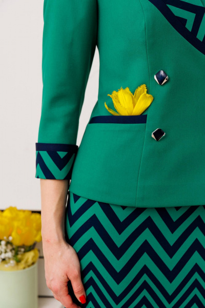 Джемпер, юбка Мода Юрс 2851-0 зеленый - фото 3