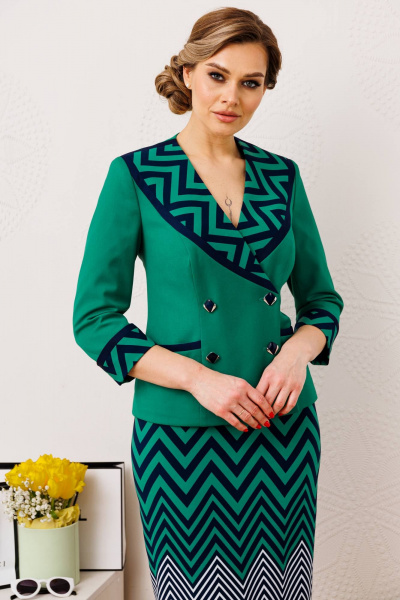 Джемпер, юбка Мода Юрс 2851-0 зеленый - фото 2