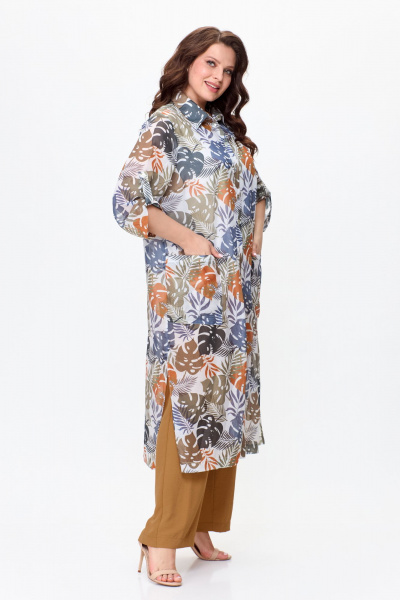 Брюки, рубашка, топ OVERYOU М144 горчица_мультиколор - фото 5