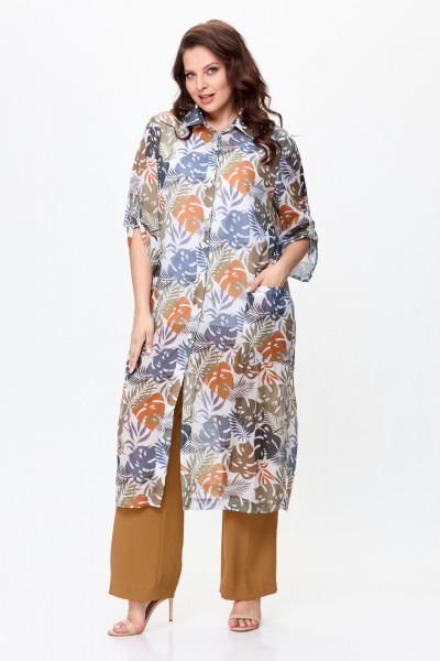 Брюки, рубашка, топ OVERYOU М144 горчица_мультиколор - фото 3