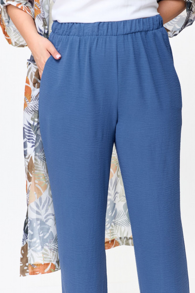 Летний комплект из текстильных брюк, топа и рубашки OVERYOU М144/1 джинс_мультиколор - фото 6