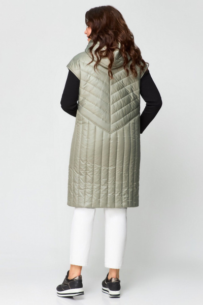 Демисезонный зеленый жилет с капюшоном и прорезными карманами Svetlana-Style 1766 мох - фото 2