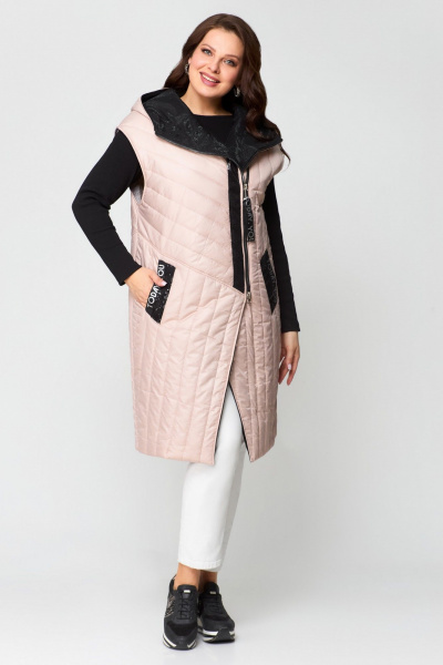 Демисезонный розовый жилет с капюшоном и прорезными карманами Svetlana-Style 1766 розовый - фото 1