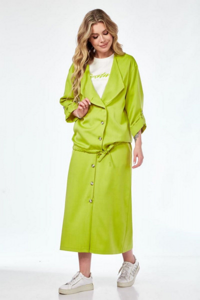 Жакет, футболка, юбка Милора-стиль 1222 салат - фото 2