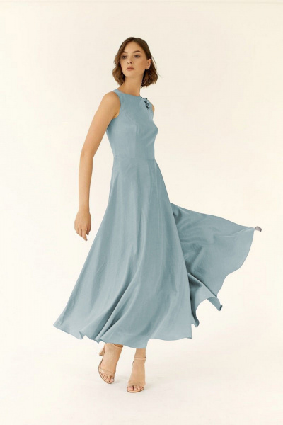 Платье из текстиля в стиле на каждый день бирюзовое BURVIN 6879-81 - фото 1