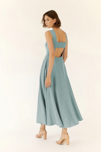 Платье из текстиля в стиле на каждый день бирюзовое BURVIN 6879-81 - фото 2