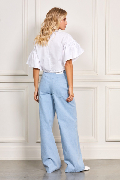 Голубые джинсы из хлопка с классическим силуэтом Rivoli 5199 голубой - фото 3