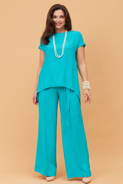 Блуза, брюки Andina city 9017 бирюза - фото 1