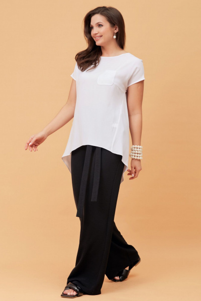Блуза, брюки Andina city 9017 черный_белый - фото 5