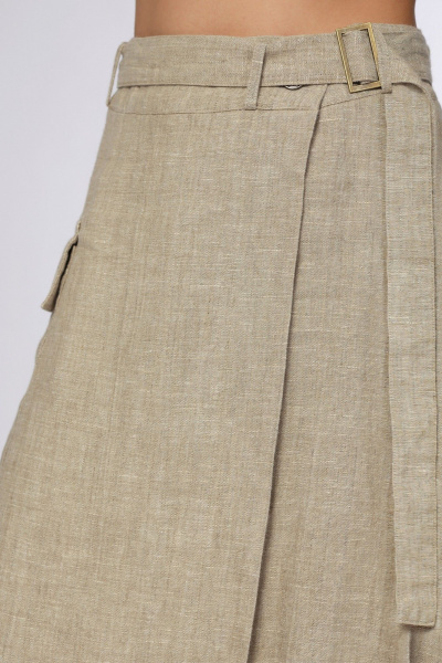 Длинная серая юбка с запахом и бахромой из льна Полинушка 200Бн - фото 6