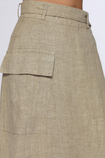 Длинная серая юбка с запахом и бахромой из льна Полинушка 200Бн - фото 5